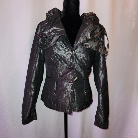 Puffy Ruffle Coat - Metallic Shimmer - Sz. 12 by Tribal - Button Front - Picture 3 of 5